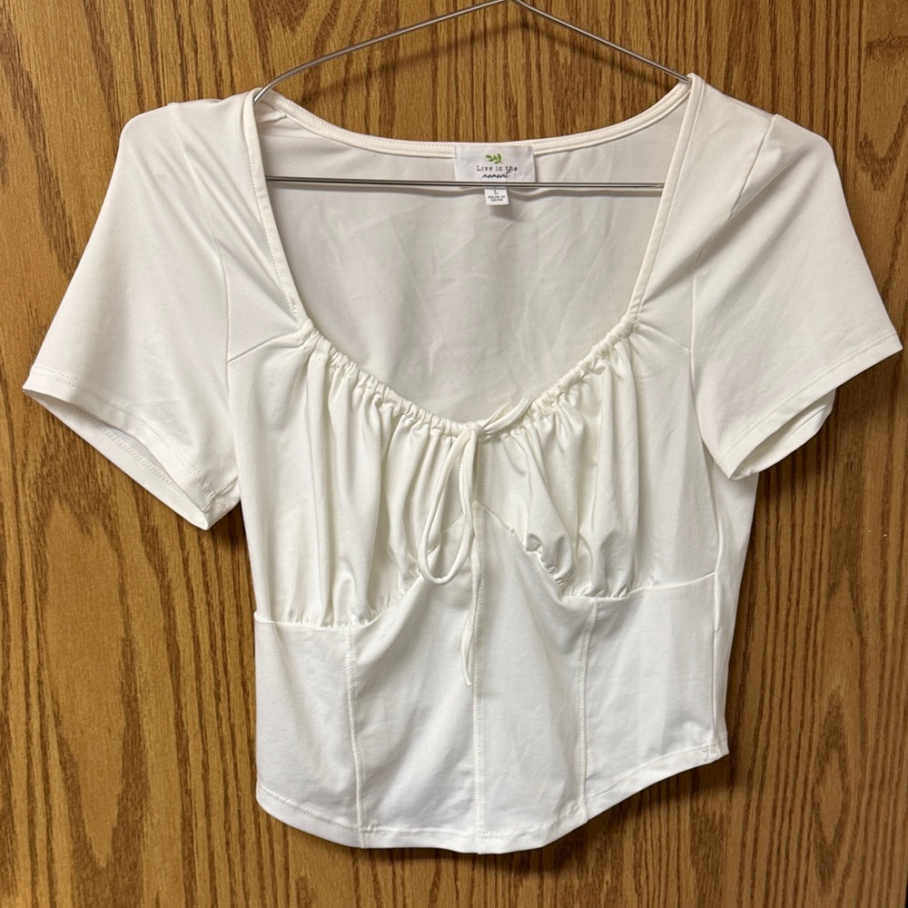 Elegant White Ruched Crop Top